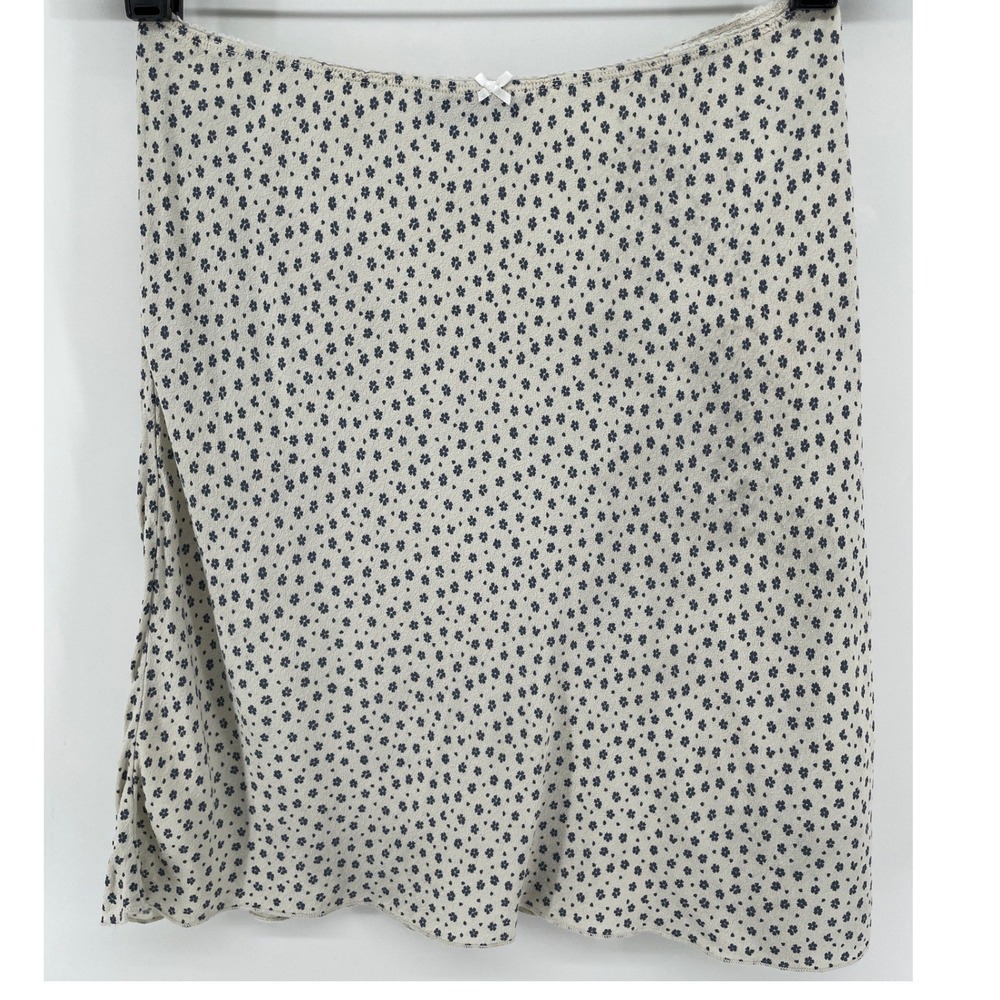 Brandy Melville Floral Mini Slip Skirt Womens OS Blue Dainty Cottage Country